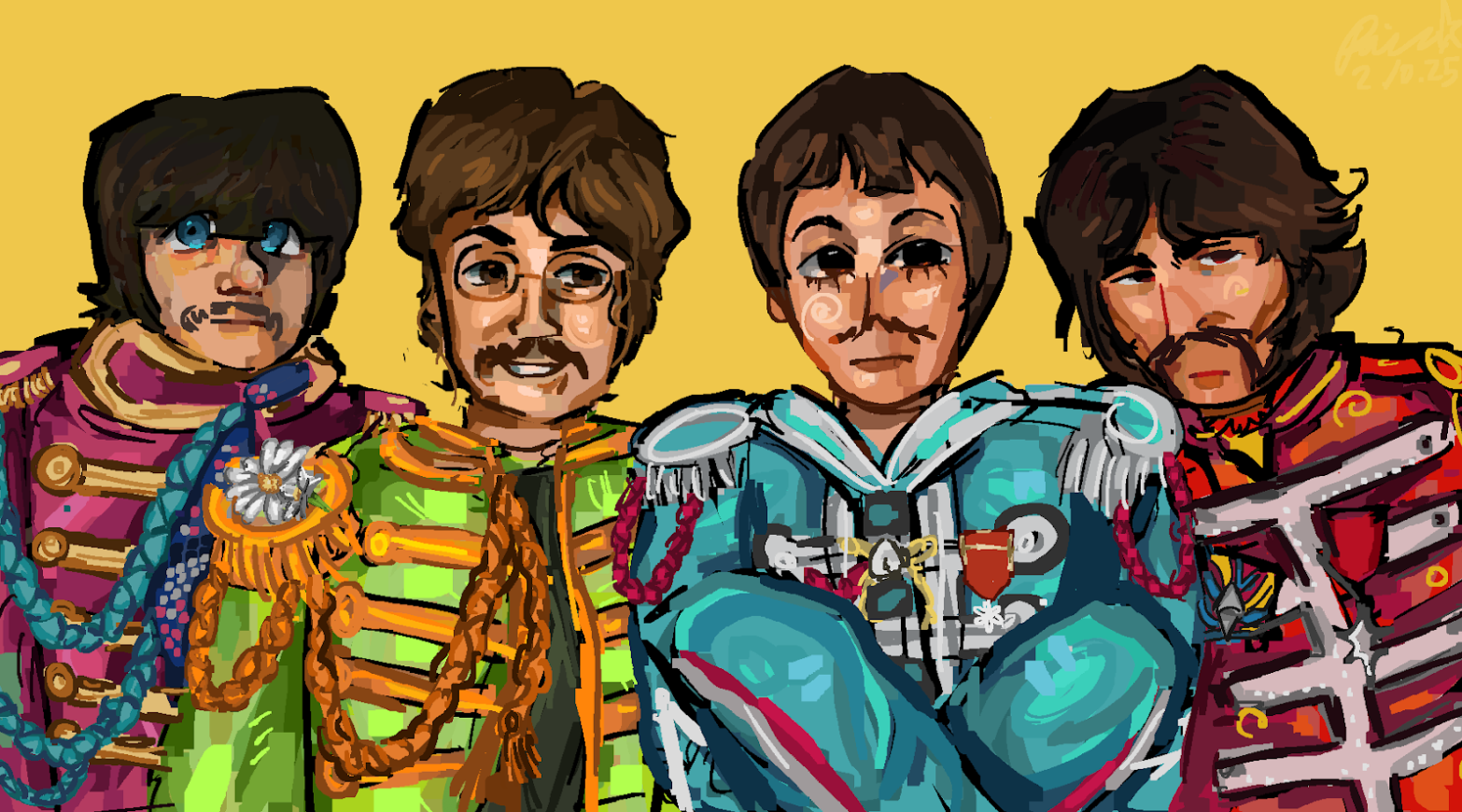 the beatles in their sgt pepper's suits